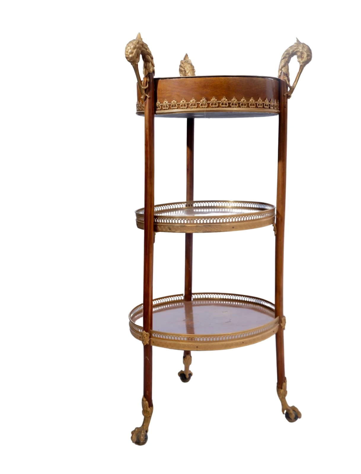 البرونزية المذهبة الكلاسيكية الجديدة والمطعمة بثلاث طبقات Étagère