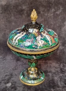 تازة من ليموج، مطلية بالمينا البرونزي، القرن التاسع عشر