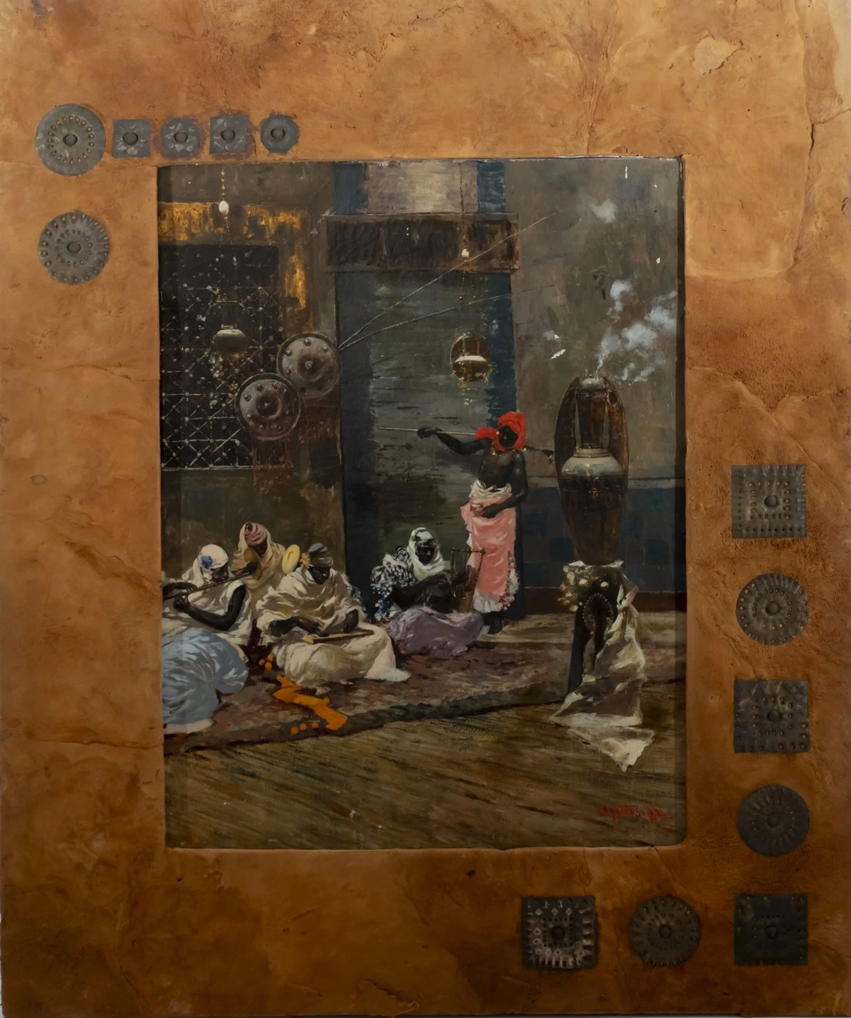 مجموعة من النساء يجلسن في تصميم داخلي تقليدي