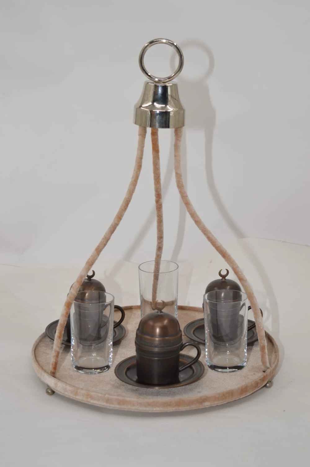 طقم قهوة مع صينية دوارة