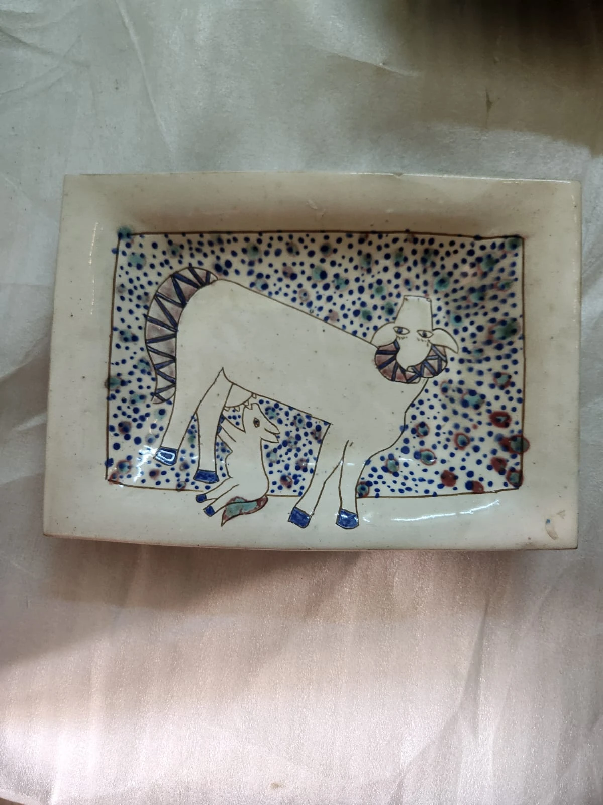 طبق خزفي مستطيل من الخزف اللامع