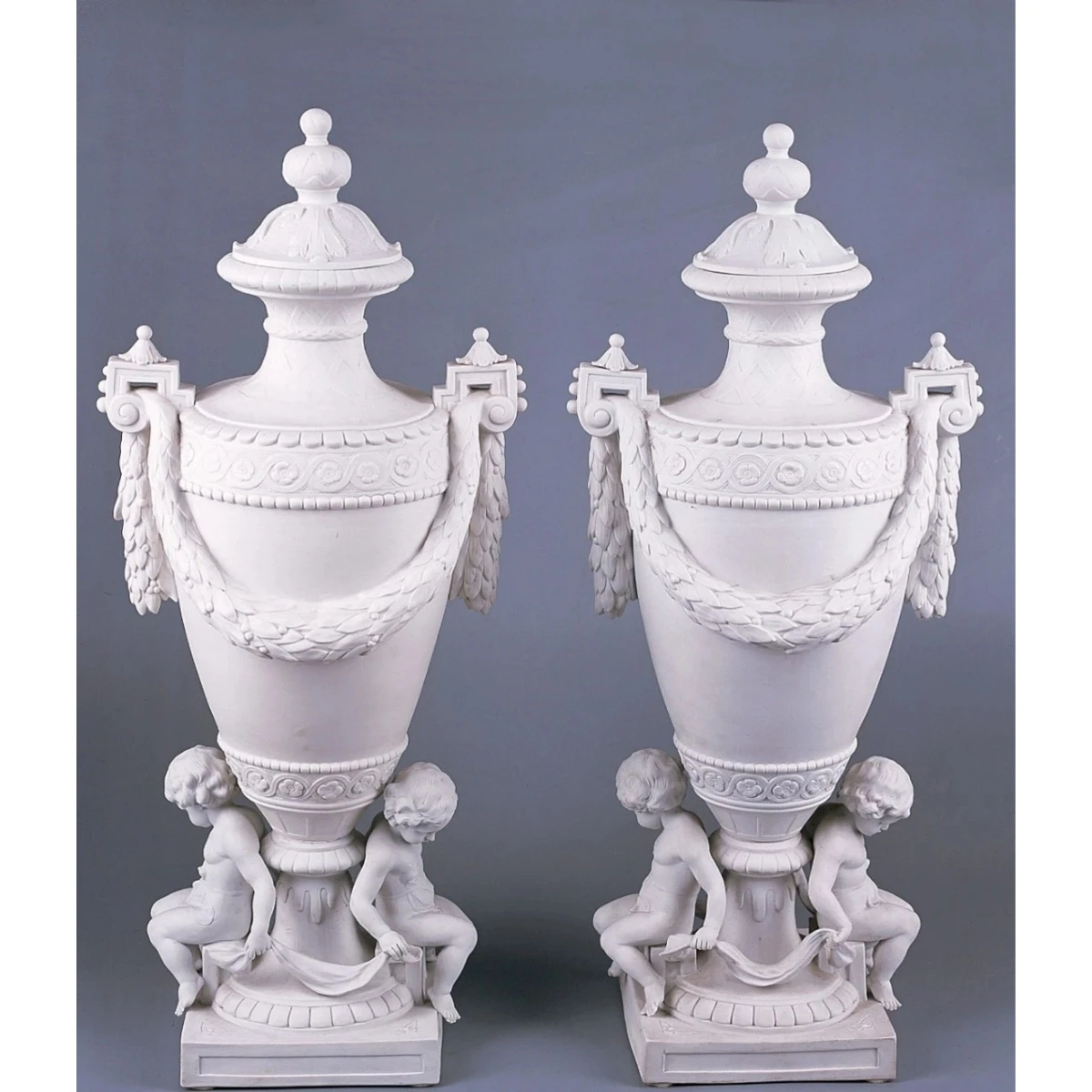 Pair of Important Biscuit Porcelain