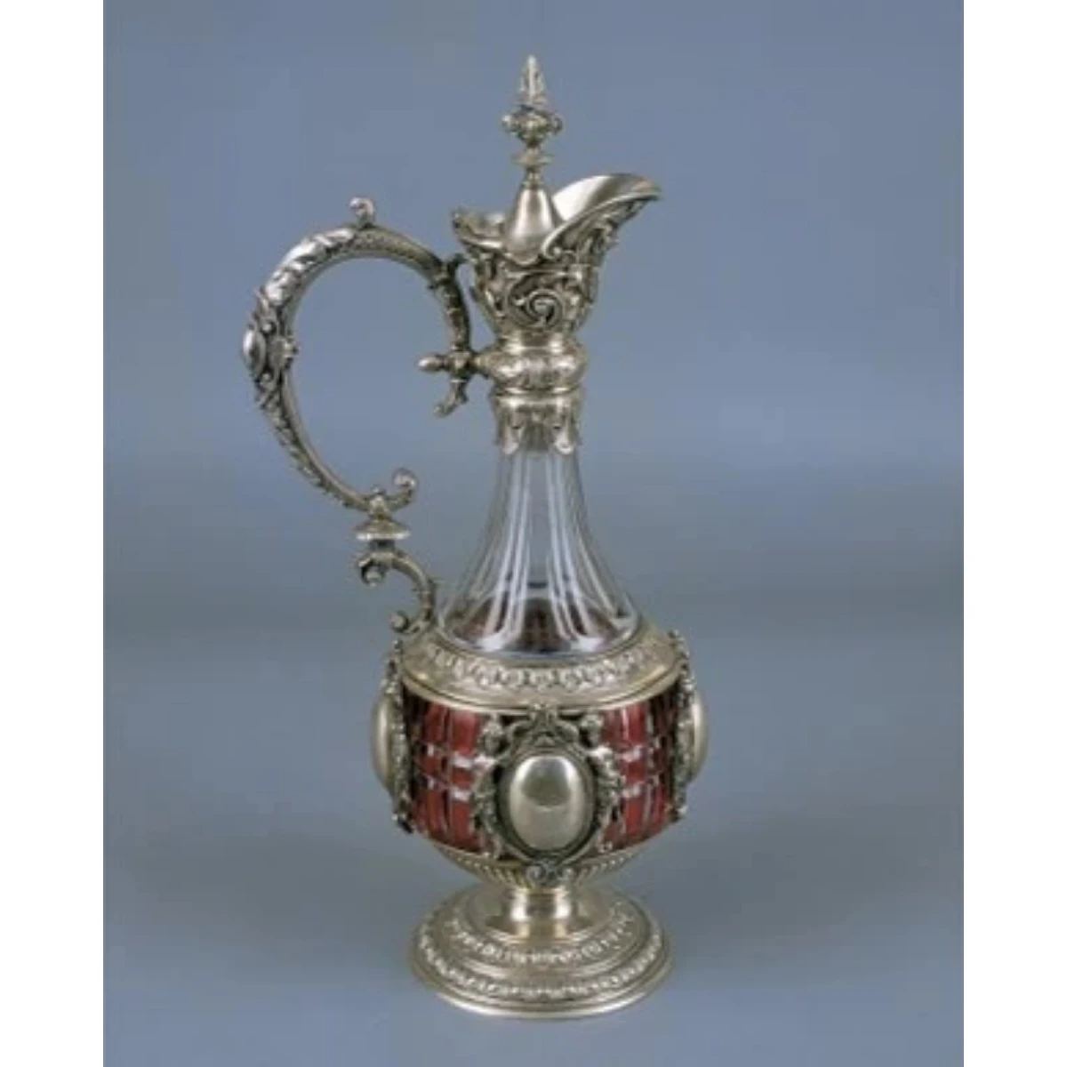 German Silver-Mounted Red Cut-Glass