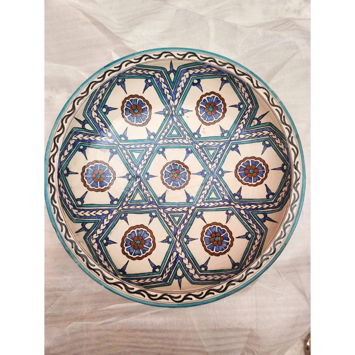 Large polychrome ceramic dish