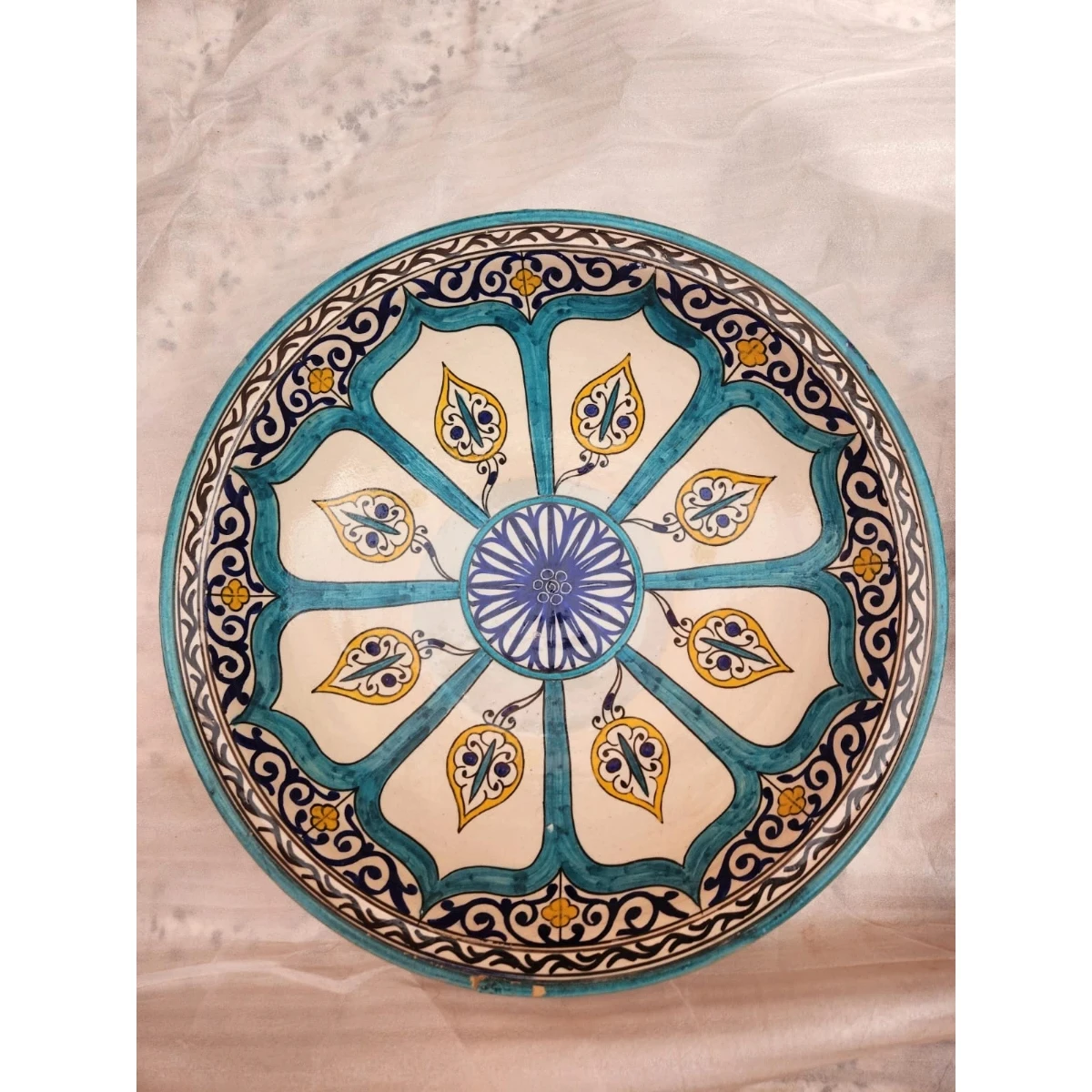Large polychrome ceramic dish