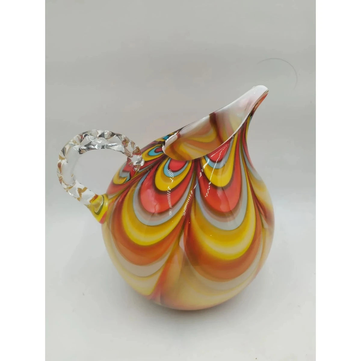Hand-Blown Polychrome Glass Pitcher