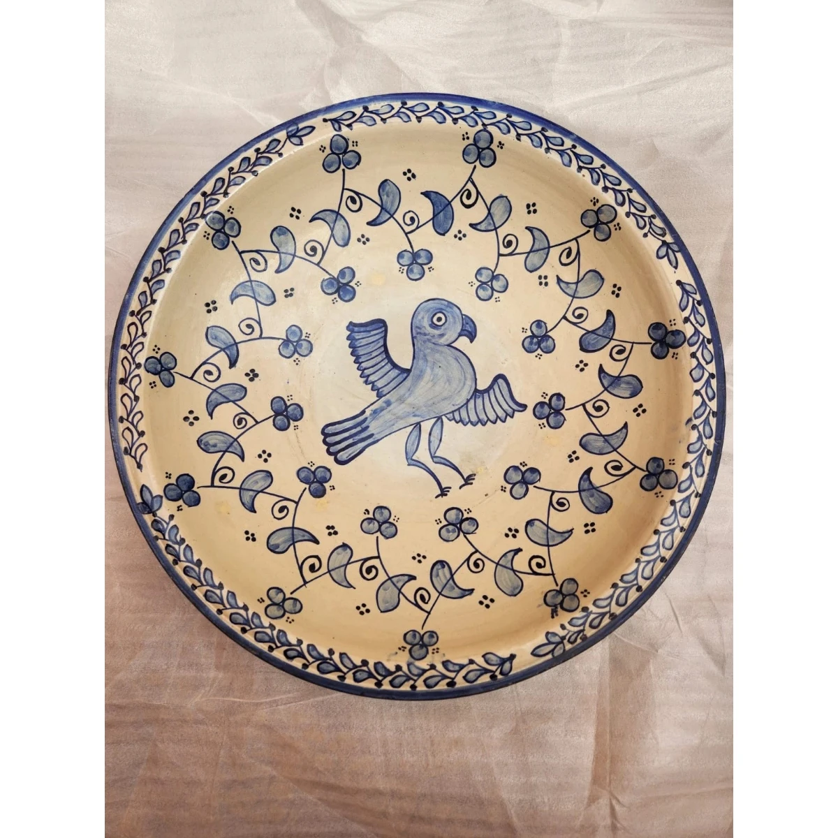 Blue and white ceramic plate