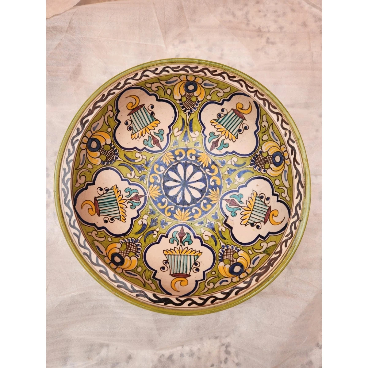 polychrome ceramic dish