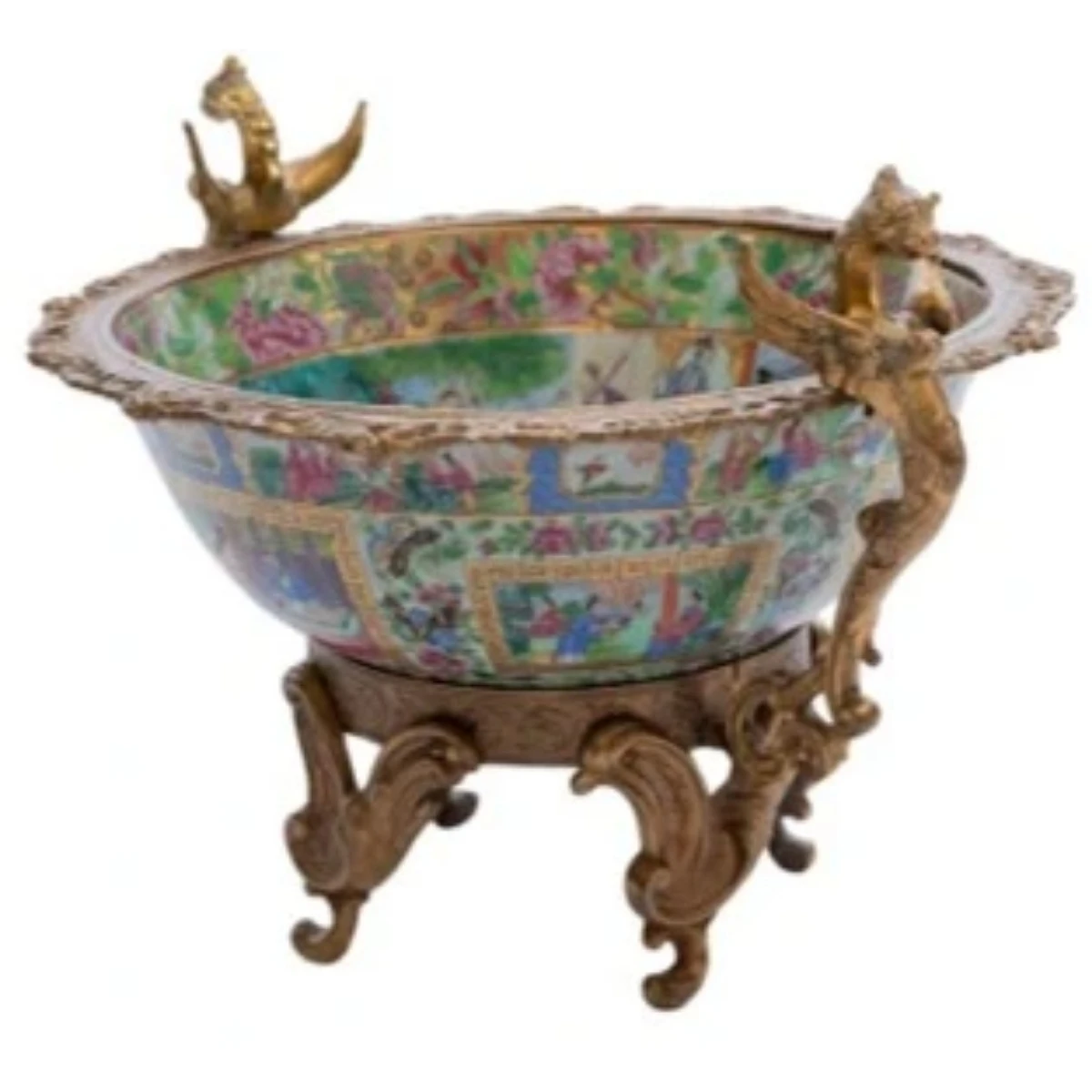 Set of Bronze-Mounted Chinese Porcelain Bowls