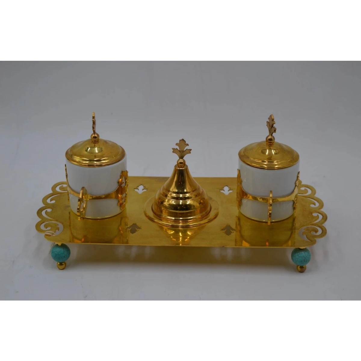 Gold plated gilded duet Coffee Cup with a Candy Dish