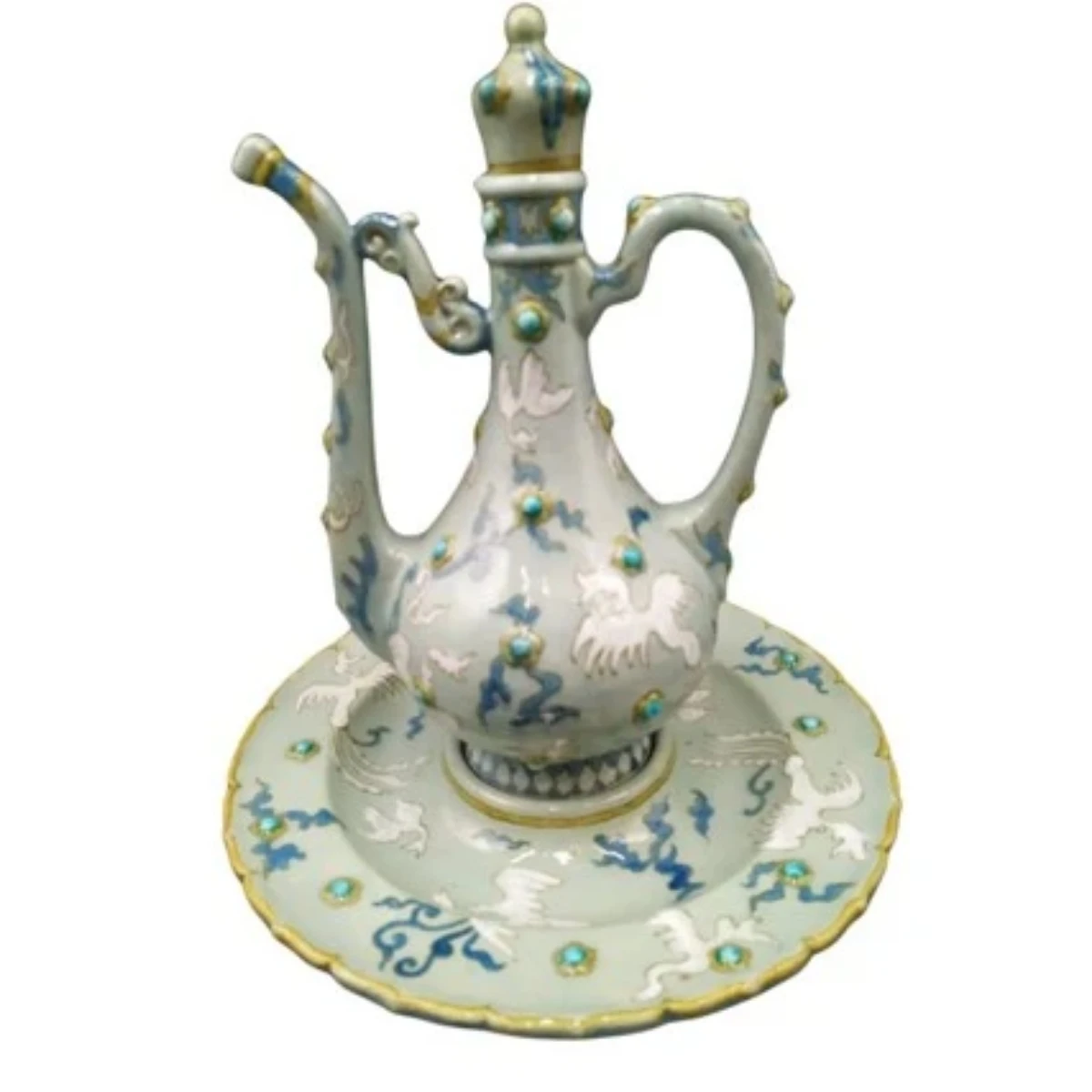 Pottery Ewer and basin by Émond Lachenal (1855-1930)