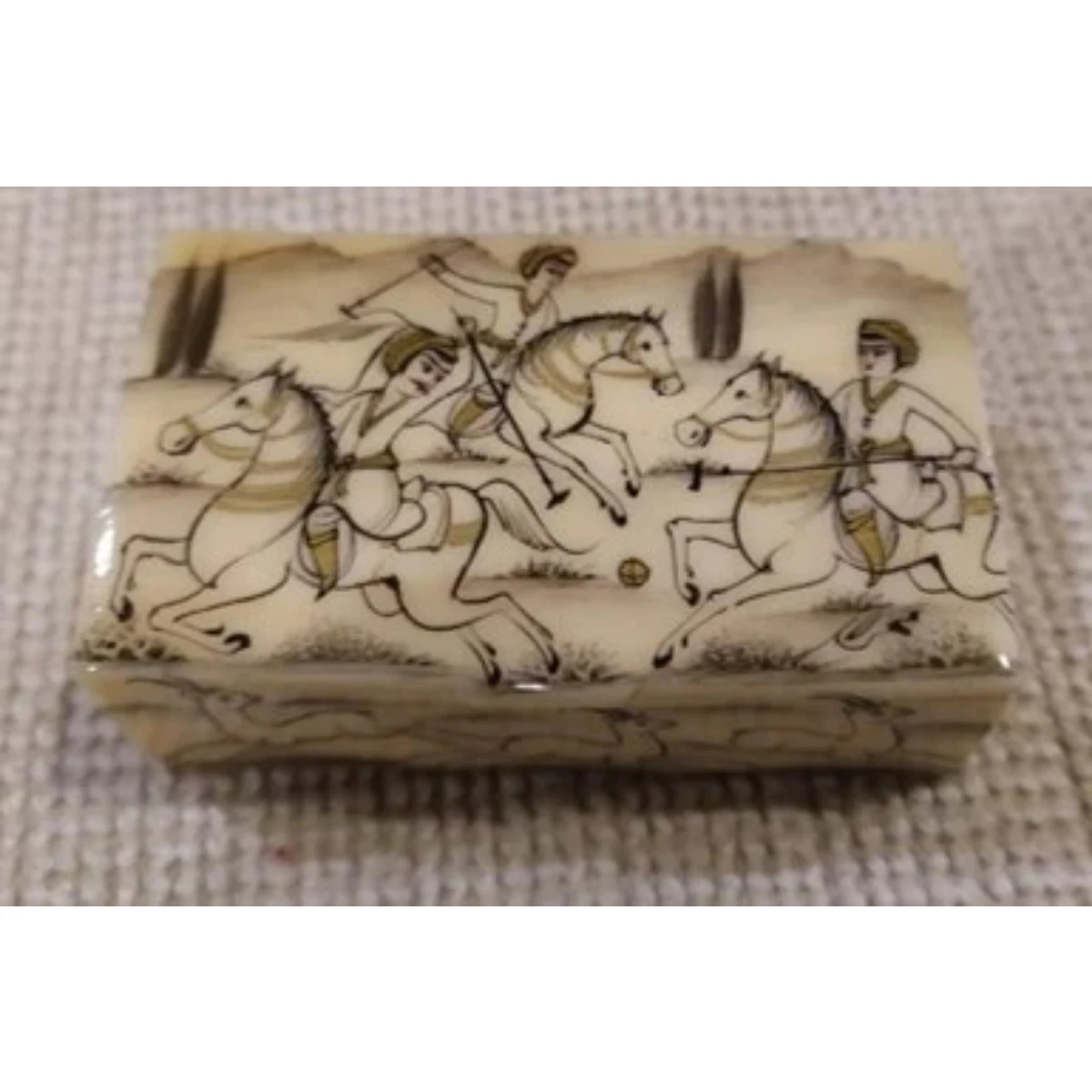 Iranian hand painted camel bone box