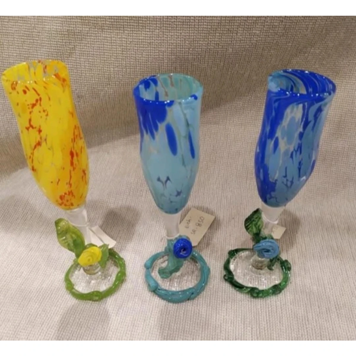 Set of Contemporary decorated Glass Goblets