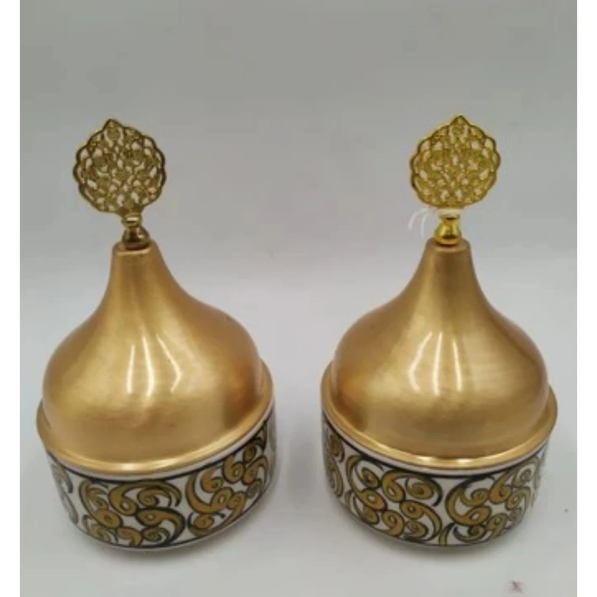 Pair of Turkish sugar pot with lid